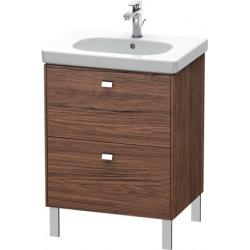 Тумба под раковину Duravit Brioso, 62х46,9х69,3 см, напольная, цвет: орех темный/хром, 2 выдвижных ящика, ДСП, прямоугольная, левая/правая, для раковины D-Code, в ванную комнату