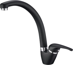 Смеситель для кухни/мойки EMAR, однорычажный, керамический картридж, высокий, с поворотным изливом, длина излива 188 мм, латунь, цвет оникс