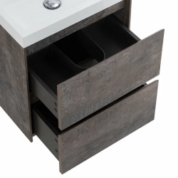 Тумба под раковину BelBagno Pietra Mini 50, 49,4х39,5х53,5 см, подвесная, 2 выкатных ящика, МДФ, цвет: камень, шкафчик навесной, механизм доводчика, прямоугольная