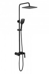 Душевая система Esko Singapore black 1020-1570 мм, цвет черный, комплект: однорычажный смеситель/излив/тропический душ (с верхней лейкой)/лейка/стойка/шланг, нержавеющая сталь ST300BL