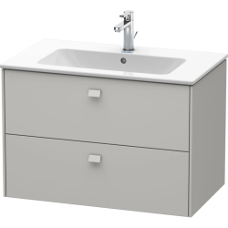 Тумба под раковину Duravit Brioso, 82х47,9x55,3 см, подвесная, 2 выдвижных ящика, ДСП, цвет: бетонно-серый, шкафчик навесной, механизм доводчика, прямоугольная, правая/левая, в ванную комнату