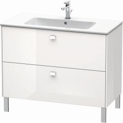 Тумба под раковину Duravit Brioso, 102х47,9x55,3 см, подвесная, 2 выдвижных ящика, ДСП, цвет: белый глянец/хром, шкафчик навесной, механизм доводчика, прямоугольная, правая/левая, в ванную комнату