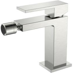 Смеситель для биде Boheme Qubic, однорычажный, неповоротный, керамический, длина излива 125 мм, латунь, цвет никель