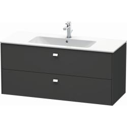 Тумба под раковину Duravit Brioso, 122х47,9х56,1 см, подвесная, 2 выдвижных ящика, ДСП, цвет: графит матовый/хром, шкафчик навесной, механизм доводчика, прямоугольная, правая/левая, в ванную комнату