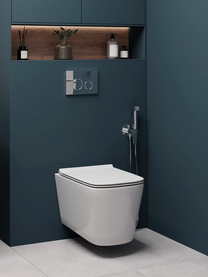 Унитаз подвесной Cersanit CREA Vortex DPL EO slim белый, горизонтальный (в стену) выпуск, с микролифтом, с крышкой (сиденье) дюропласт ультратонкое