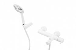 Смеситель для ванны/душа Cezares Leaf, настенный, однорычажный, неповоротный, длина 164 мм, керамический, латунь, цвет белый матовый