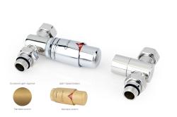 Автоматический терморегулятор Сунержа прямой G 1/2" НР х G 3/4" набор, цвет матовое золото