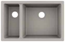 Мойка кухонная Hansgrohe 180/450, S51, S510-U635, две чаши 71х45х20,5 см, встраиваемая снизу/под столешницу, искусственный гранит, прямоугольная, цвет серый бетон, без отверстия под смеситель