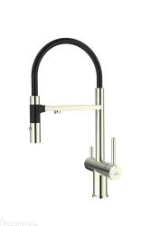 Смеситель для кухни/мойки ROSE однорычажный, с подключением к фильтру, гибкий излив, поворотный, высокий, длина 220 мм, латунь, цвет сатин