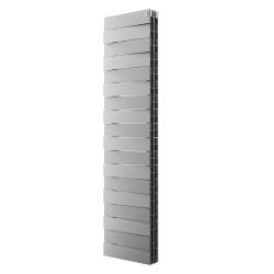 Радиатор отопления Royal Thermo PianoForte Tower 300 /Silver Satin (18 секций) биметаллический, боковое подключение, для квартиры, дома, водяные, мощность 1065 Вт, настенный, батарея, серебристый