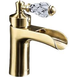 Смеситель для раковины/умывальника Boheme Vogue Crystal, однорычажный, неповоротный, керамический, длина излива 110 мм, латунь, цвет бронза