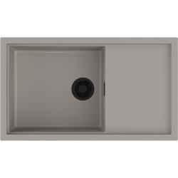 Мойка кухонная Omoikiri Sintesi 86-GR, 50х86 см, врезная, из керамики (Artceramic), прямоугольная, цвет ленинградский серый, без отверстия под смеситель, с крылом, оборачиваемая, слив-перелив, врезная в столещницу, для кухни