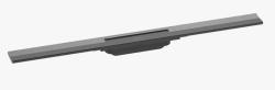 Решетка Hansgrohe RainDrain Flex 80, для пристенного монтажа, для душевого трапа, укорачиваемый, 80х6 см, цвет шлифованный черный хром, для душа в пол, нержавеющая сталь, прямоугольная