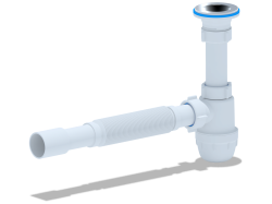 Сифон ANI (Ани-пласт) Юнг 1 1/4"* 32 mini бутылочный, с гибкой трубой 32*32/40 для раковины/умывальника, полипропилен, белый BM1015