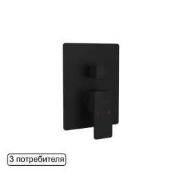 Смеситель для душа Excellent Keria, однорычажный, встраиваемый, керамический, без излива, латунь, без душевого комплекта, цвет черный матовый