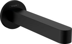 Излив на ванну Hansgrohe Finoris, без переключателя на душ, настенный, неповоротный, латунь, цвет: матовый черный, округлый, длина излива 17,4 см, встраиваемый/встроенный, для смесителя/ванны/ванной/душевой, без смесителя