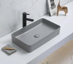 Раковина для ванной CeramaLux NC 78189MH-5 60,5х11,5х35,5 накладная, прямоугольная, керамическая/фарфоровая, цвет светло-серый, без отверстия под смеситель, без слива-перелива