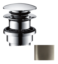 Донный клапан Axor push-open, для раковины и биде, клик-клак, латунный, круглый, с переливом, цвет: полированный никель, автоматический, классический/стандартный