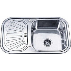 Мойка кухонная LEDEME 49x75x18 см, врезная сверху, нержавеющая сталь, прямоугольная, цвет глянцевый, с отверстием под смеситель, площадка под смеситель сбоку, с крылом слева Мойка кухонная LEDEME 49x75x18 см, врезная сверху, нержавеющая сталь, прямоугольная, цвет глянцевый, с отверстием под смеситель, площадка под смеситель сбоку, с крылом слева