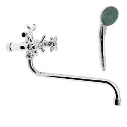 Смеситель для ванны/душа Accoona, настенный, двухвентильный, поворотный, керамический, длина излива 320 мм, латунь, цвет хром