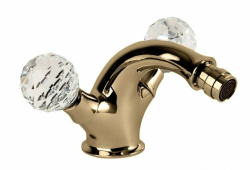 Смеситель для биде Cezares Atlantis, двухвентильный, низкий, длина излива 125 мм, неповоротный, керамический, латунь, цвет бронза, с донным клапаном