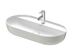 Раковина DURAVIT Luv WonderGliss 80х40х14 см, накладная, овальная, санфарфор, цвет белый глянцевый/серый матовый, 1 отверстие под смеситель, антигрязевое покрытие, без перелива