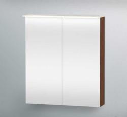 Зеркальный шкаф Duravit Happy D.2, 65х76х20,8 см, подвесной, цвет: орех американский, зеркало с подсветкой LED/ЛЭД, сенсорный выключатель, с 2 распашными дверцами/двухстворчатый, 2 стеклянные полки, прямоугольный