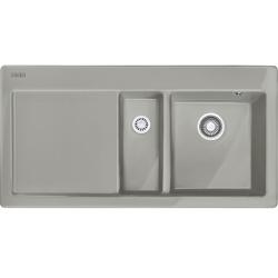 Мойка кухонная Franke MYTHOS MTK 651-100, две чаши, 100х51 см, врезная, керамическая (Fraceram®), прямоугольная, цвет жемчужно-серый, без отверстия под смеситель, с крылом, правосторонняя, чаша справа Мойка кухонная Franke MYTHOS MTK 651-100, две чаши, 100х51 см, врезная, керамическая (Fraceram®), прямоугольная, цвет жемчужно-серый, без отверстия под смеситель, с крылом, правосторонняя, чаша справа