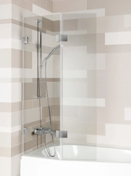 Душевая шторка на ванну Riho VZ Scandic NXT X500 Space Saver, 91,5х150 см, прозрачное стекло/профиль хром, распашная, плоская/панель, левая, левосторонняя, (душевая шторка для ванны)