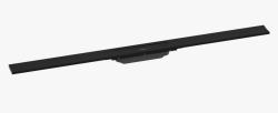 Решетка Hansgrohe RainDrain Flex 100, для пристенного монтажа, для душевого трапа, укорачиваемая, 100х6 см, цвет матовый черный, для душа в пол, нержавеющая сталь, прямоугольная
