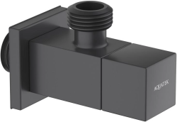 Вентиль угловой Aquatek AQ2453MB монтаж скрытый/на стену, 1/2", латунь, цвет матовый черный, переходник для подвода воды, керамический, квадратный 