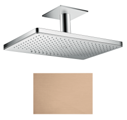 Верхний душ AXOR ShowerSolutions 460/300 2jet, с потолочным подсоединением, потолочный монтаж, прямоугольный, с 2 режимами, размер 46,6х30 см, металлический, цвет: шлифованное красное золото, для душа/ванной