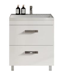Тумба под раковину Velvex Orlando 600-0-2, 595х445х799 мм напольная, цвет белый матовый, 2 выдвижных ящика, подходит раковина Madera Classica rkCla.60-81, универсальная, в ванную комнату