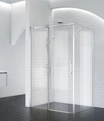 Душевой уголок BelBagno Acqua, 100х90 см, без поддона, прямоугольный, угловой, стекло прозрачное, (без сифона) без крыши, раздвижной, стеклянный, алюминиевый профиль (хром)