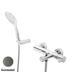 Смеситель для ванны/душа Cezares Leaf, настенный, однорычажный, неповоротный, длина 164 мм, керамический, латунь, цвет Gunmetal PVD Смеситель для ванны/душа Cezares Leaf, настенный, однорычажный, неповоротный, длина 164 мм, керамический, латунь, цвет Gunmetal PVD