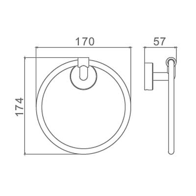 Полотенцедержатель Raglo R320.04.03, настенный, форма кольцо, латунь, для полотенец в ванную/туалет/душевую кабину, цвет сатин золотой