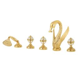 Смеситель для ванны/душа Migliore Luxor, на борт ванны, двухвентильный, неповоротный, длина 100 мм, керамический, латунь, цвет золото