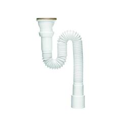 Сифон Wirquin гофрированный 1 1/2 х 40/50 мм, L800 мм, с хомутом жёсткости, полипропилен/нержавеющая сталь, гофра, белый, для мойки, сливная труба, сливной/слив воды