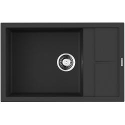 Мойка кухонная Omoikiri Sumi 78-LB-BL, 50х78 см, врезная, из искусственного гранита (Tetogranit), прямоугольная, цвет черный, без отверстия под смеситель, с крылом, оборачиваемая, слив-перелив, врезная в столещницу, для кухни