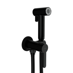 Смеситель с гигиеническим душем Cersanit OLIVA встраиваемый однорычажный на стену, латунный, цвет черный матовый, керамический