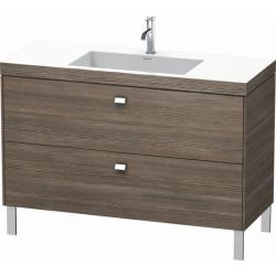 Тумба c раковиной Duravit Brioso, 120х48х61,3 см, подвесная, 2 выдвижных ящика, ДСП, цвет: сосна терра/хром /Vero Air, мебельная, прямоугольная, цвет белый, фарфоровая, без отверстия под смеситель, без перелива