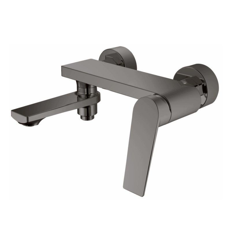 Смеситель для ванны/душа HAIBA однозахватный, хромированный, настенный, излив 201 мм, поворотный, латунь, цвет пепельный