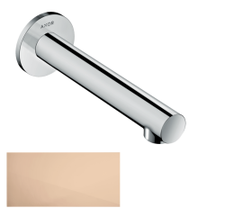 Излив для ванны Axor Uno прямой, без переключателя на душ, настенный, неповоротный, латунь, цвет: полированное красное золото, округлый, длина излива 17,5 см, встраиваемый/встроенный, для смесителя/ванны/ванной/душевой, без смесителя