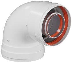 Отвод дымохода коаксиальный Okseler D60/100 промежуточный 90°, раструбный, м/м, для дымохода