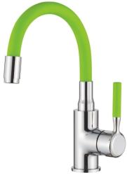 Смеситель для кухни/мойки Accoona, однорычажный, поворотный/гибкий, керамический, длина излива 300 мм, латунь, цвет зеленый/хром