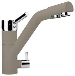 Смеситель для кухни/мойки Longran Sprint Universal, с подключением к фильтру/биканальный, однорычажный, поворотный излив, керамический картридж, низкий, длина излива 236 мм, латунь, цвет трюфель