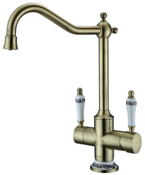 Смеситель для кухни/мойки ZorG ZR 344, под фильтр, однорычажный, поворотный, керамический картридж, длина излива 235 мм, латунь, цвет бронза