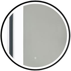 Зеркало Azario Aurora, 60х60 см, с LED/ЛЕД-подсветкой, с диммером, цвет рамы- черный, круглое, выключатель сенсорный, для ванны, навесное/подвесное/настенное