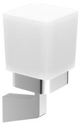 Стакан Art&Max Techno, с держателем, настенный, латунь/стекло, форма квадратная, для зубных щеток в ванную/туалет/душевую кабину, цвет хром