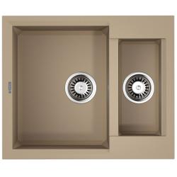 Мойка кухонная Omoikiri Sakaime 60-2-CH, две чаши, 50х60 см, врезная, из искусственного гранита (Tetogranit), прямоугольная, цвет шампань, без отверстия под смеситель, без крыла, слив-перелив, врезная в столещницу, для кухни